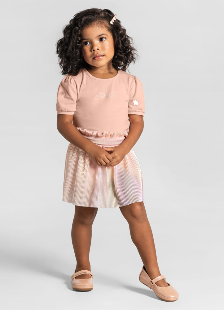 Blogueirinha Conjunto Short Saia E Blusa Infantil Conjunto